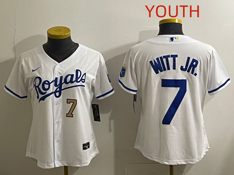 Youth 2025 Kansas City Royals #7 Witt jr White Game Nike MLB Jersey style 2->women mlb jersey->Women Jersey